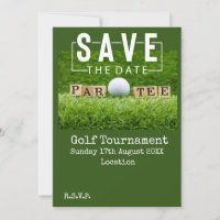 Golf Save the Date mit Golfball auf Grün