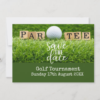 Golf Save the Date mit Golfball auf Grün Einladung