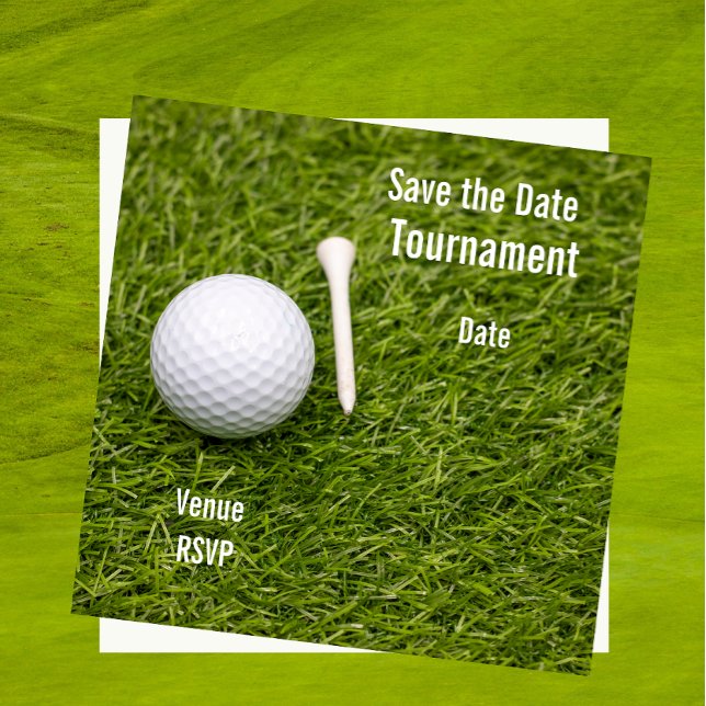 Golf Save the Date mit Golfball auf grünem Rasen (Von Creator hochgeladen)