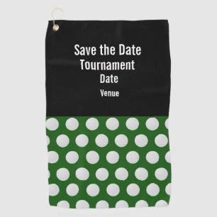 Golf Save the Date mit Golfball auf grünem Rasen Golfhandtuch