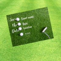 Golf Save the Date mit Golfball auf grünem Rasen