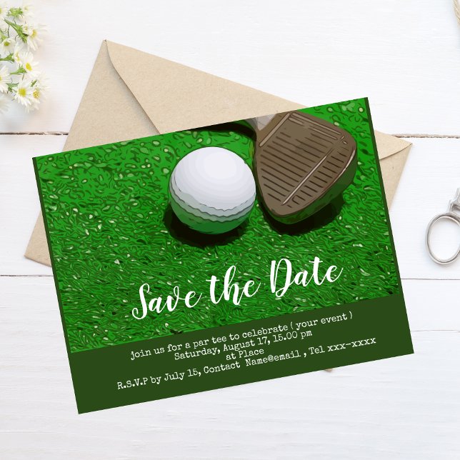 Golf Save the Date mit Golfball und Sandkeil Postkarte (Von Creator hochgeladen)
