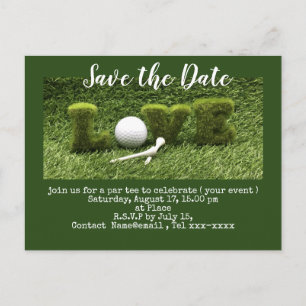 Golf Save the Date mit Golfball und T-Shirts Postkarte