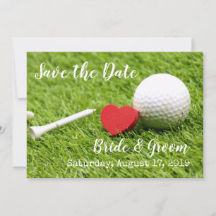 Golf Save the Date mit Golfball und Tee & Liebe