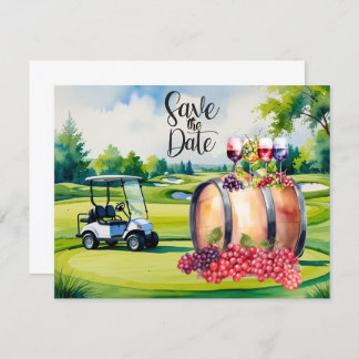Golf Save the Date mit Golfbälle auf grünem Gras Einladung