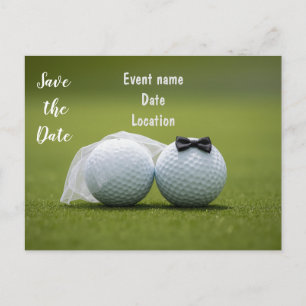 Golf Save the Date mit Golfbällen auf Hochzeit Postkarte