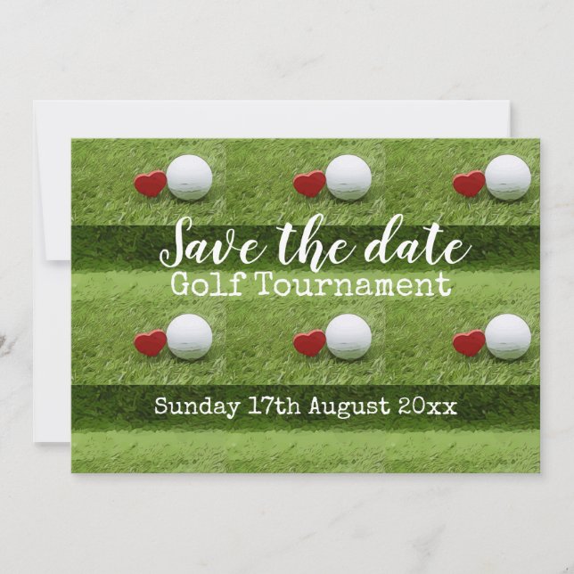 Golf Save the Date mit Liebe Wedding Party (Vorderseite)