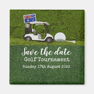 Golf Save the Date mit Warenkorb und Flagge Austra Magnet