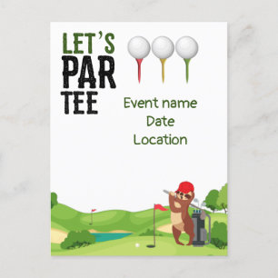 Golf Save the Date Par T-Shirt mit Sloth lustig Einladungspostkarte