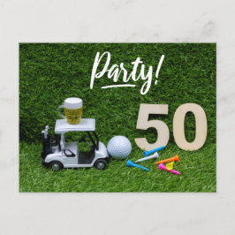 Golf Save the Date Party 50. Geburtstag Golfer Ankündigungspostkarte