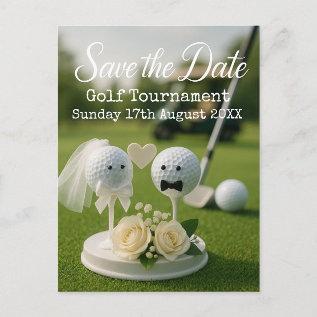 Golf Save the date wedding themed for golfer  Ankündigungspostkarte (Vorderseite)