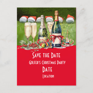 Golf Save the Date Weihnachts Party Golf Ball Sant Postkarte