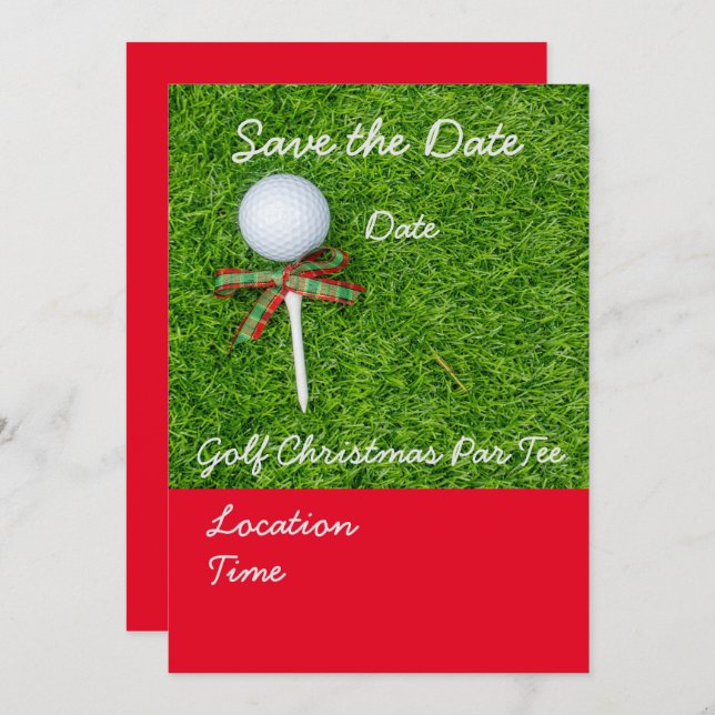 Golf Save the Date zu Weihnachten mit Golfball Einladung (Vorne/Hinten)