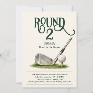 Golf-Scheidungsfeier-Einladung Runde 2 Creme Grün Einladung