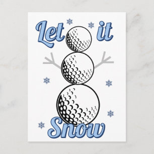 Golf Schneemann Lass es schneien  Feiertagspostkarte