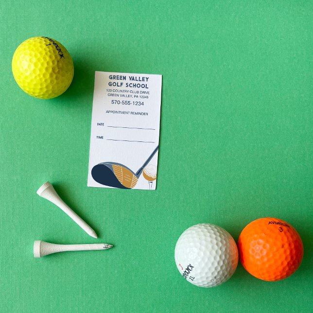 Golf School Golf Lesson Tee Time Reminder Visitenkarte (Von Creator hochgeladen)