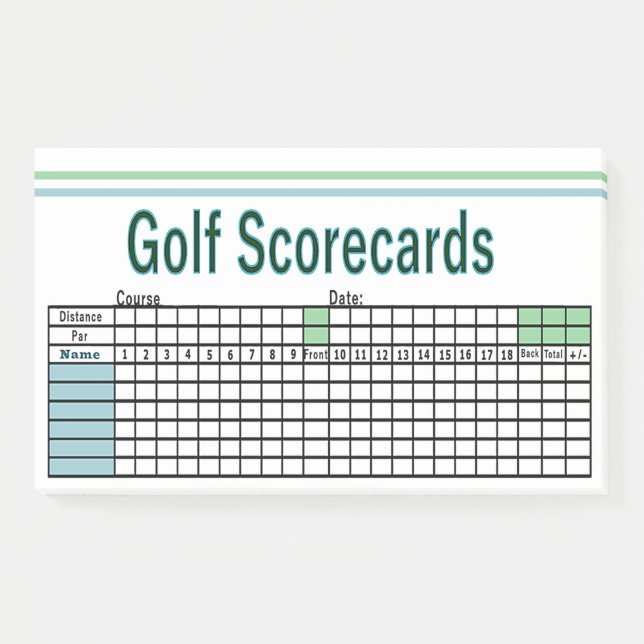 Golf Scorecards Post-it Klebezettel (Vorderseite)