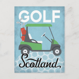 Golf Scotland - Retro Vintage Travel Postkarte