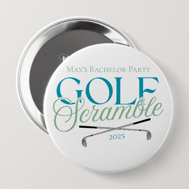 Golf Scramble - Golf-Themed Bachelor Party Button (Vorne & Hinten)