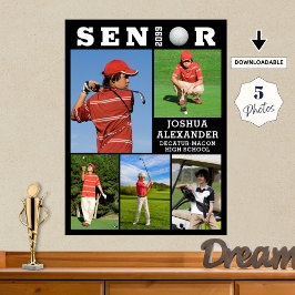 Golf Senior Abschluss 5 Foto Collage Poster