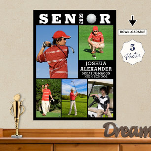 Golf Senior Abschluss 5 Foto Collage Poster