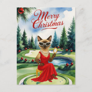 Golf Siamese Cat ist in Weihnachten Golf Course