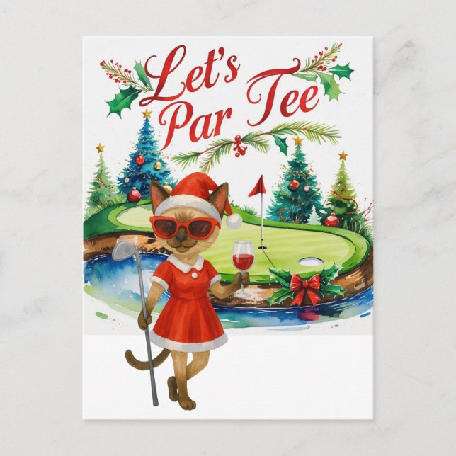 Golf Siamese Cat ist in Weihnachten Golf Course (Vorderseite)