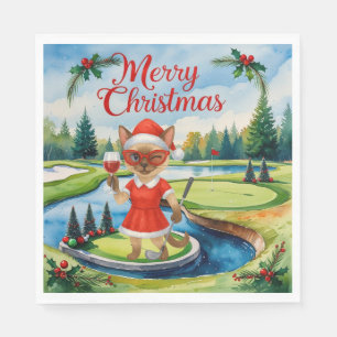 Golf Siamese Cat ist in Weihnachten Golf Course Serviette