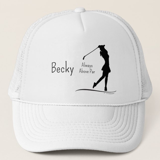 Golf Silhouette, Female, Name, Text Truckerkappe (Vorderseite)