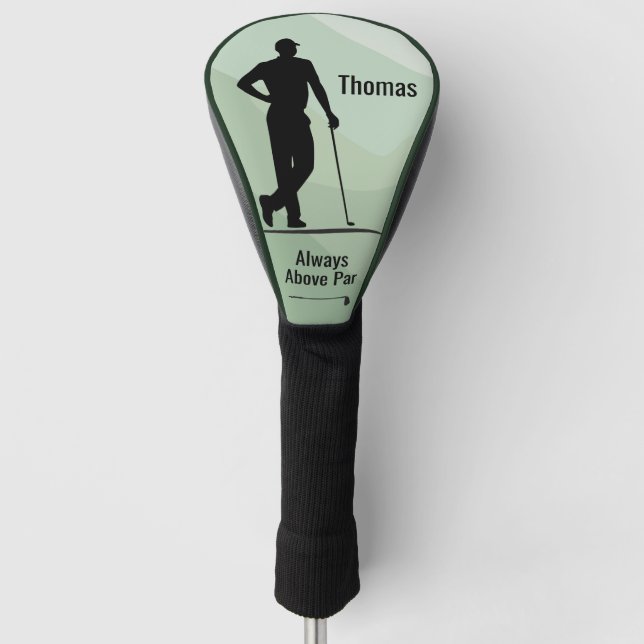 Golf Silhouette, Männchen, Name, Text Golf Headcover (Vorderseite)