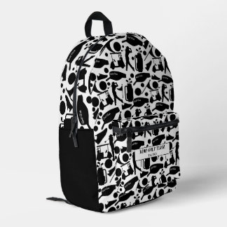 Golf Silhouette Pattern Classic Black & White  Bedruckter Rucksack