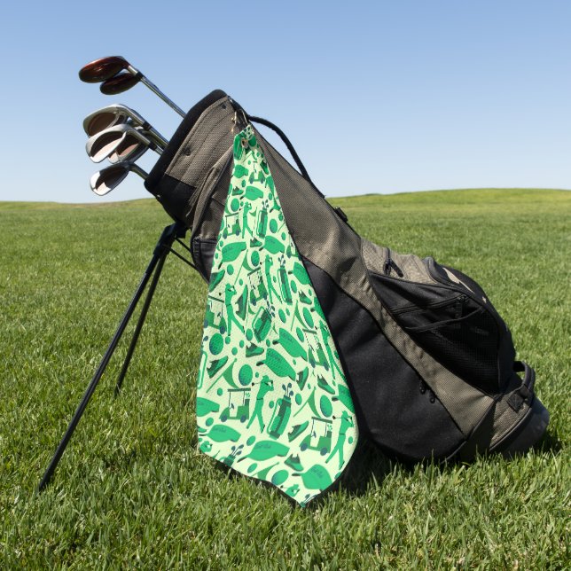 Golf Silhouette Pattern Classic cool green Golfhandtuch (Gras)