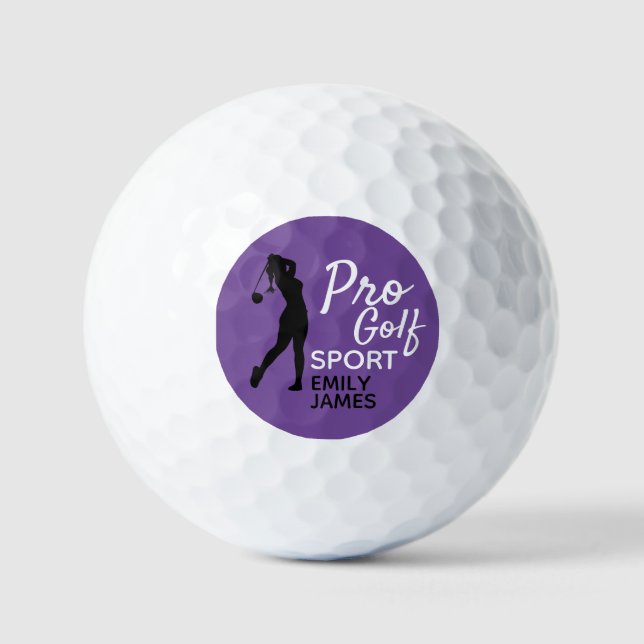 Golf Silhouette, Pro Golf Sport, Personalisiert Golfball (Vorderseite)