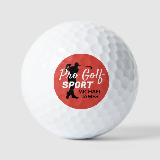 Golf Silhouette, Pro Golf Sport, Personalisiert Golfball (Vorderseite)