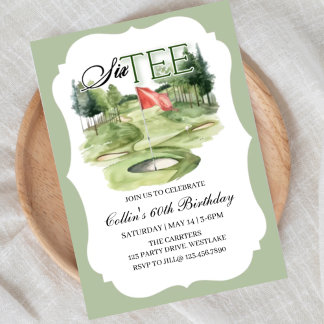 Golf SIX-TEE Birthday, 60, Golf Birthday,   Einladung
