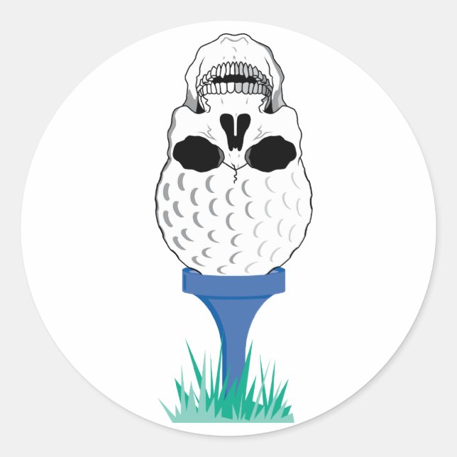 Golf Skull Runder Aufkleber (Vorderseite)
