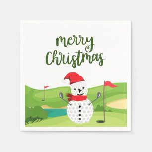 Golf Snowman für Golfer Frohe Weihnachten Serviette
