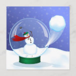 Golf Snowman Snow Globe Einladungen<br><div class="desc">Einladungen mit einem Schneemann,  der in einer Schneekugel abhaut. Der Schneeball ist durch den Globus gerissen und fliegt durch den Himmel der Schneeflocken.</div>