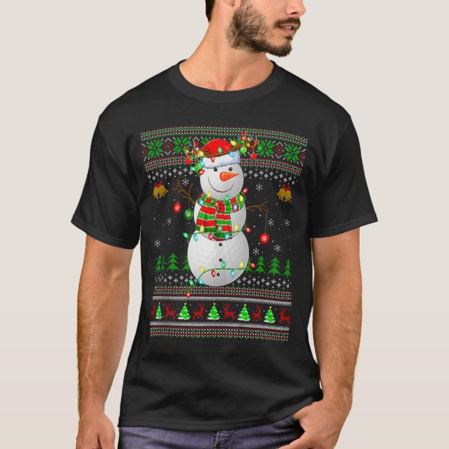 Golf Snowman Ugly Christmas Sweaters Golfing Golfe T-Shirt (Vorderseite)