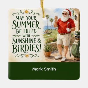 Golf Sommer Santa Golfer Weihnachtsgrüße  Keramikornament