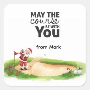 Golf Sommer Weihnachten mit dem Weihnachtsmann an Quadratischer Aufkleber
