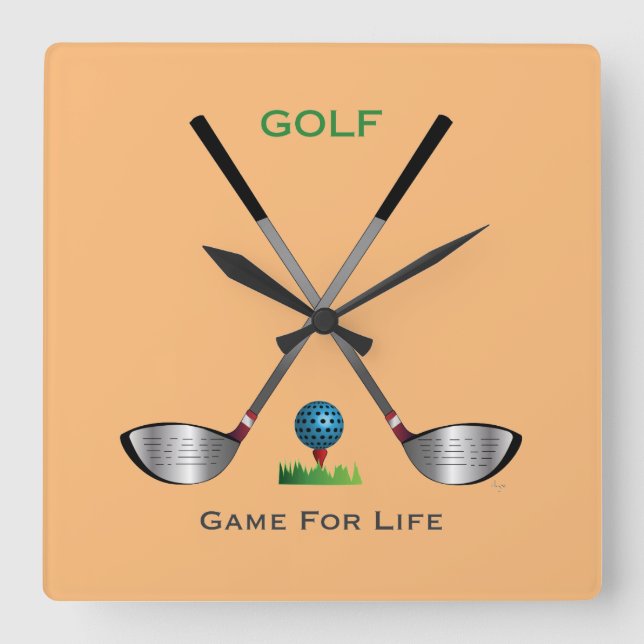 GOLF - Spiel für das Leben Quadratische Wanduhr (Vorderseite)