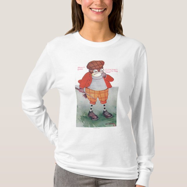 Golf spielende Eule, die Reden ist Silber, T-Shirt (Vorderseite)