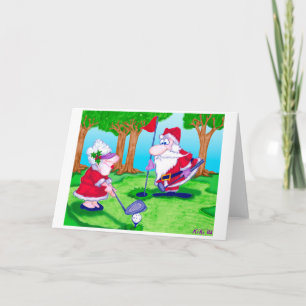 Golf spielenden Klaus Feiertagskarte