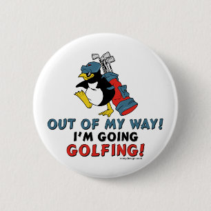 Golf spielender Pinguin Button