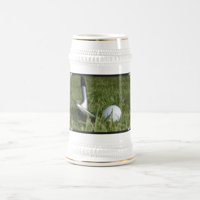Golf spielendes Foto-Bier Stein Bierglas (Mittel)