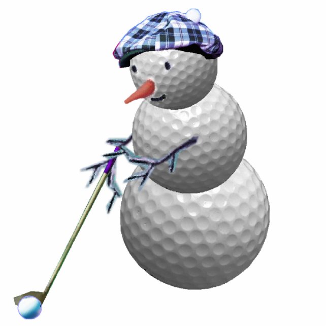 Golf spielendes Schneemannweihnachten Fotoskulptur Ornament (Vorne)