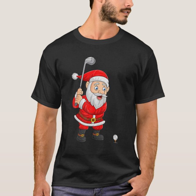 Golf Sport Lover Santa Spielen Golf Weihnachten T-Shirt (Vorderseite)