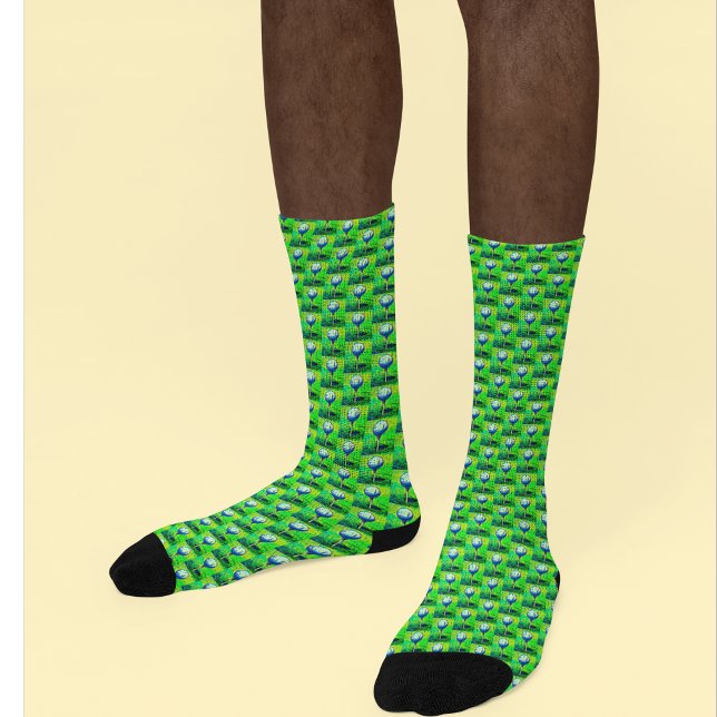 Golf Sport Thema Green Golfing Men's Socken (Golf themed socks.)