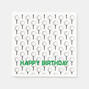 Golf Sports Happy Birthday Classic Balls T-Shirts  Serviette